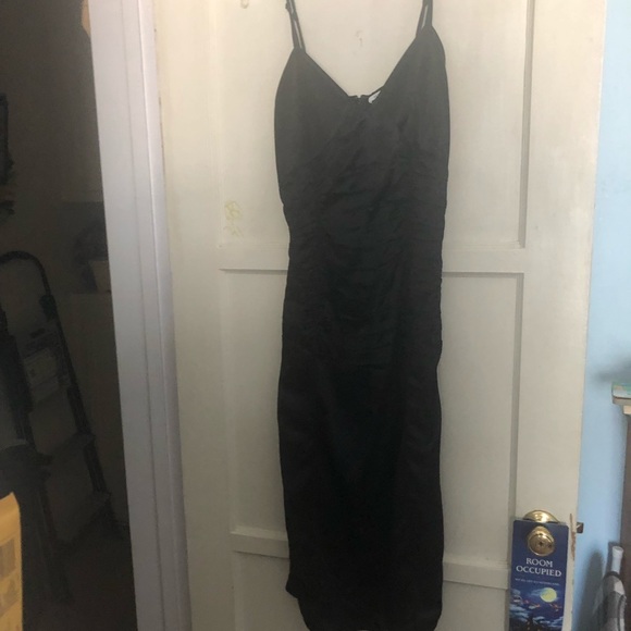 Helmut Lang Ruched V-Neck Slip Cocktail Dress - Picture 3 of 7